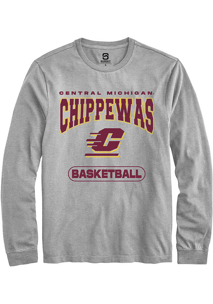Central Michigan Chippewas Grey Basketball Long Sleeve T-Shirt