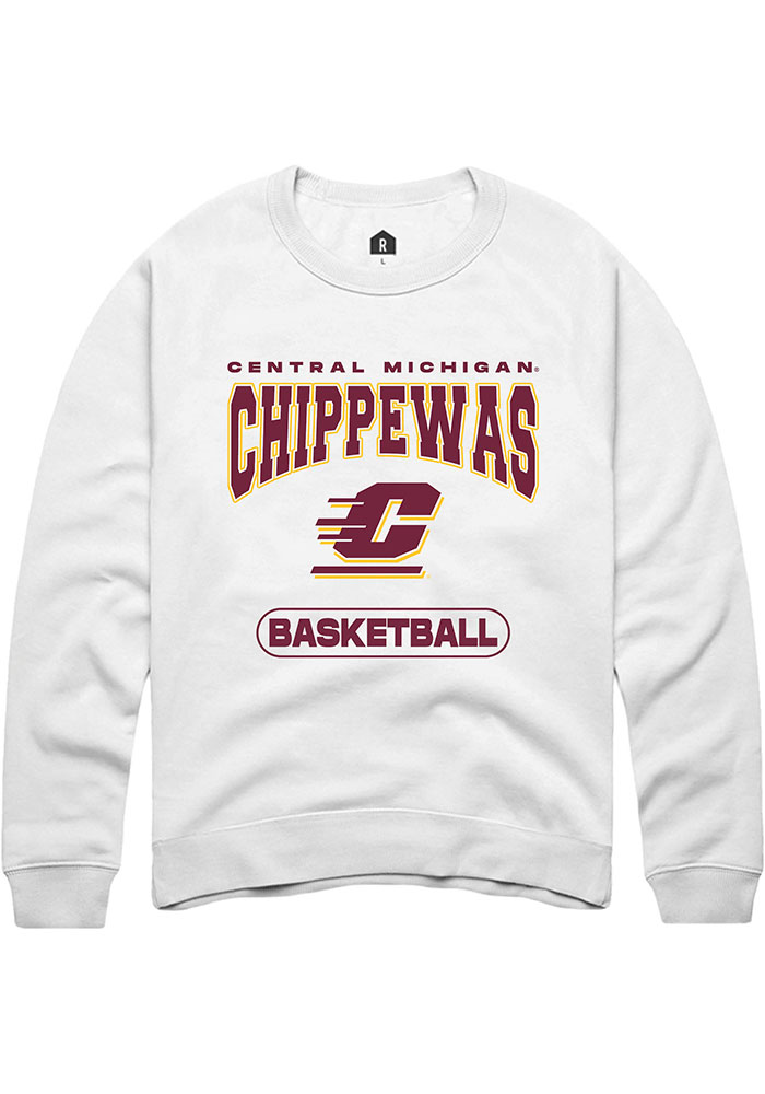 Central Michigan Chippewas Mens White Basketball Long Sleeve Crew Sweatshirt