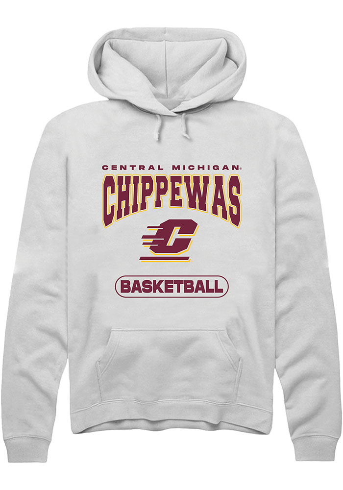 Central Michigan Chippewas Mens White Basketball Long Sleeve Hoodie
