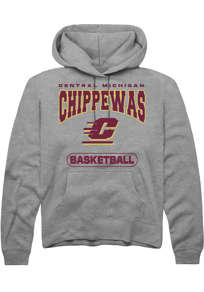 Central Michigan Chippewas Mens Grey Basketball Long Sleeve Hoodie