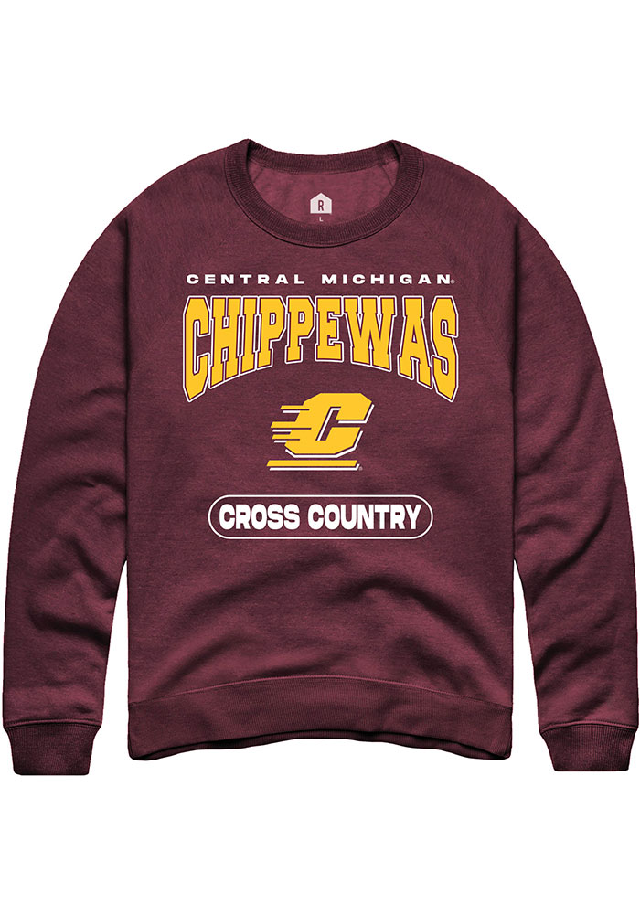 Central Michigan Chippewas Mens Maroon Cross Country Long Sleeve Crew Sweatshirt