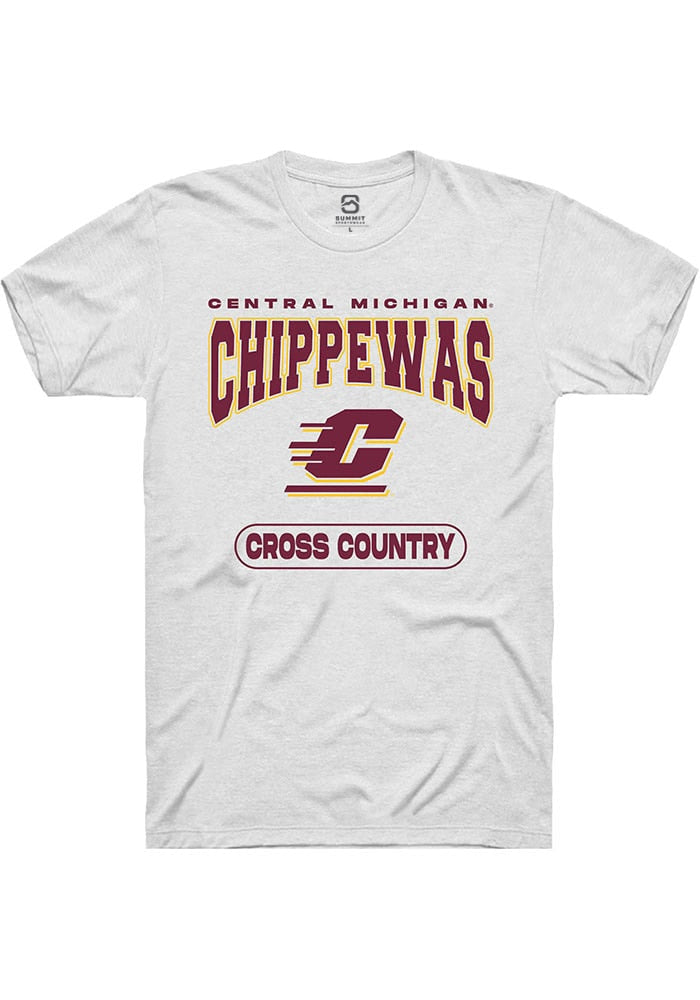 Central Michigan Chippewas White Cross Country Short Sleeve T-Shirt