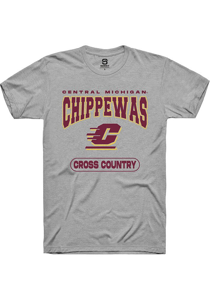Central Michigan Chippewas Grey Cross Country Short Sleeve T-Shirt