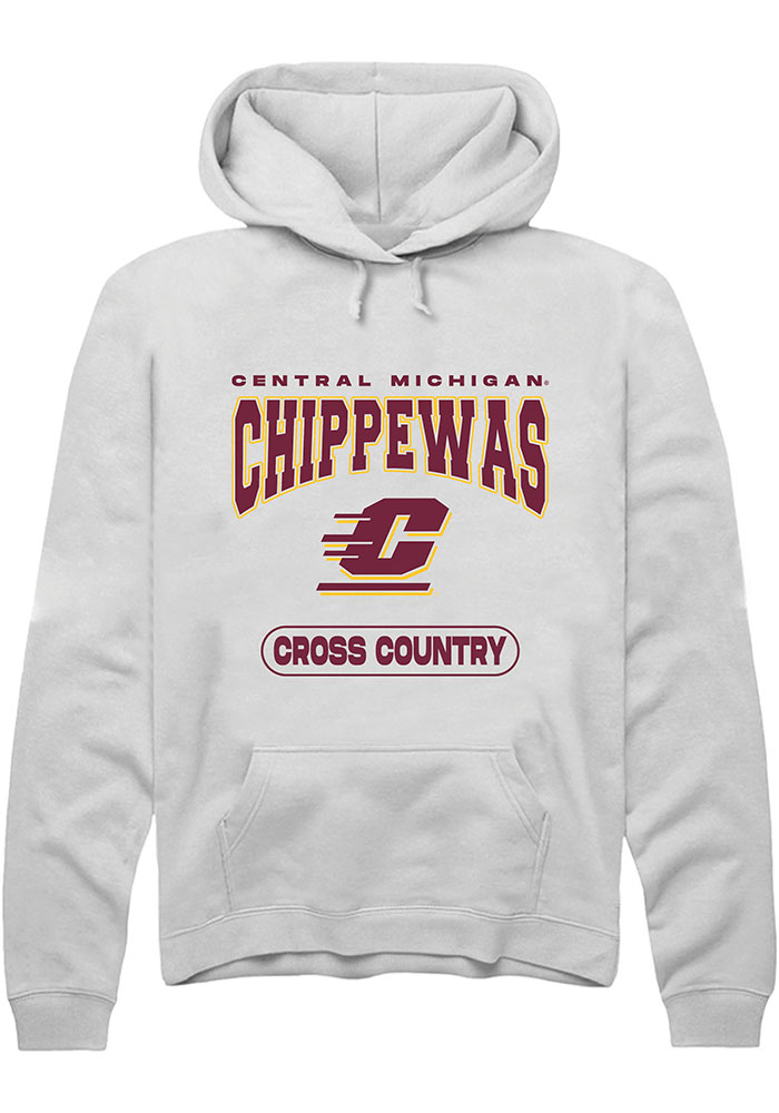 Central Michigan Chippewas Mens White Cross Country Long Sleeve Hoodie