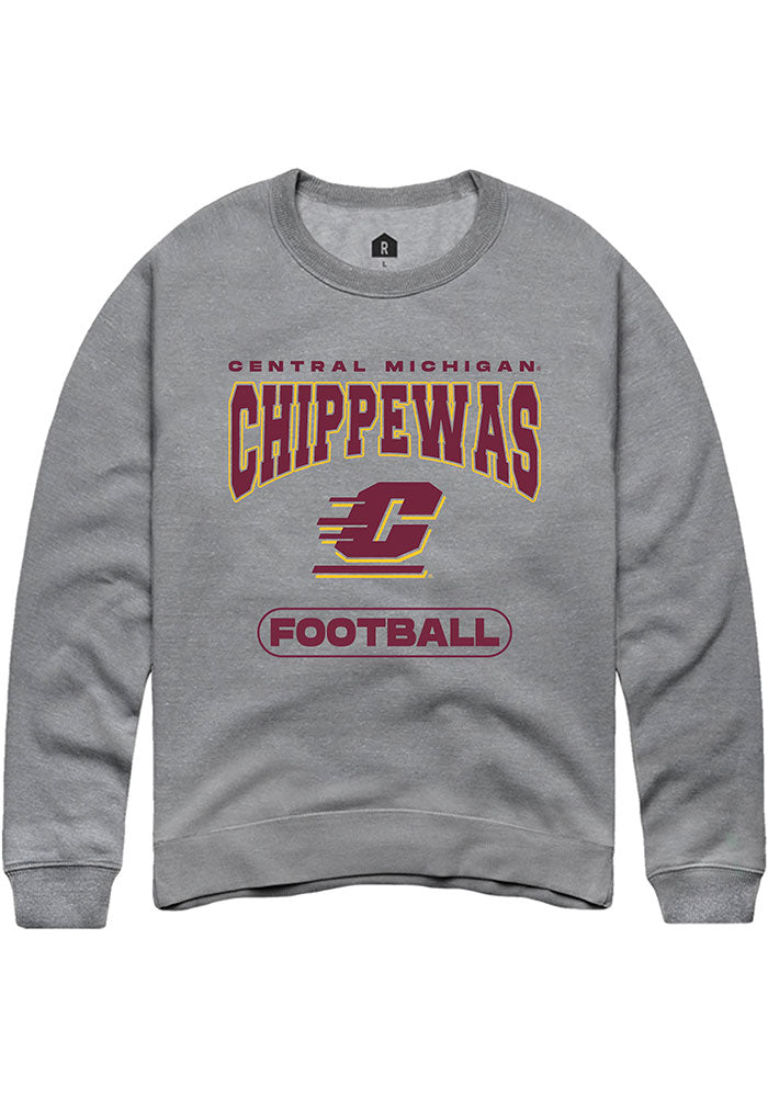 Central Michigan Chippewas Mens Grey Football Long Sleeve Crew Sweatshirt
