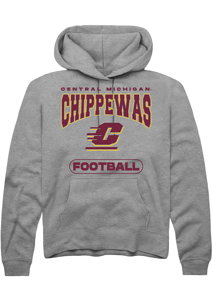 Central Michigan Chippewas Mens Grey Football Long Sleeve Hoodie