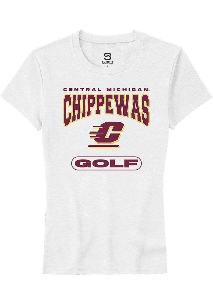 Central Michigan Chippewas Womens White Golf Short Sleeve T-Shirt