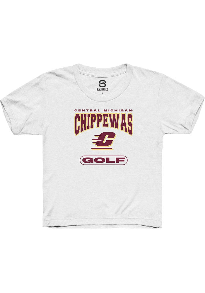 Central Michigan Chippewas Youth White Golf Short Sleeve T-Shirt