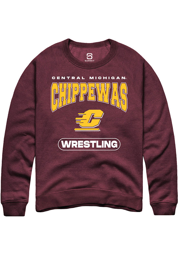 Central Michigan Chippewas Mens Maroon Wrestling Long Sleeve Crew Sweatshirt