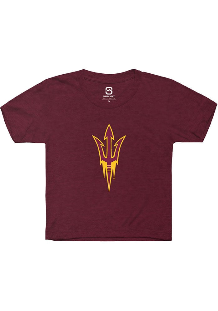 Arizona State Sun Devils Youth Maroon Primary Logo Short Sleeve T-Shirt