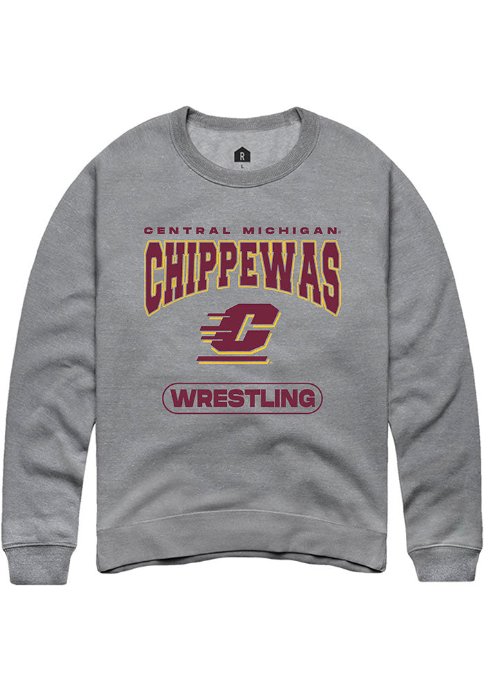 Central Michigan Chippewas Mens Grey Wrestling Long Sleeve Crew Sweatshirt