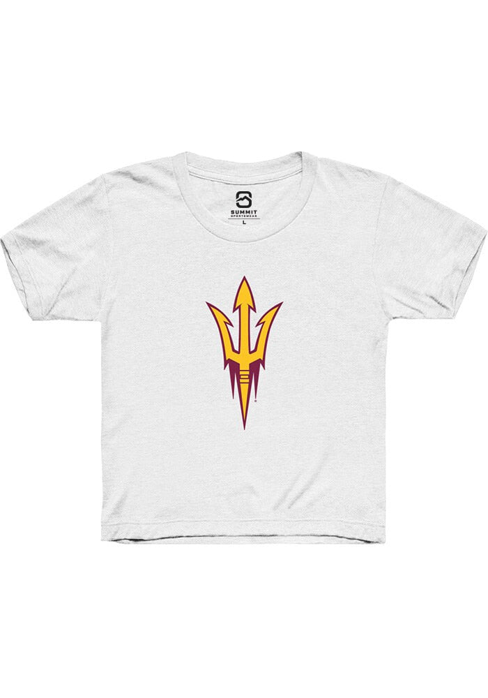 Arizona State Sun Devils Youth White Primary Logo Short Sleeve T-Shirt