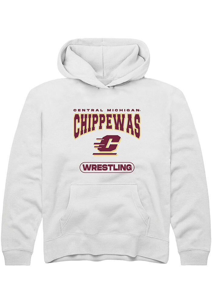 Central Michigan Chippewas Youth White Wrestling Long Sleeve Hoodie