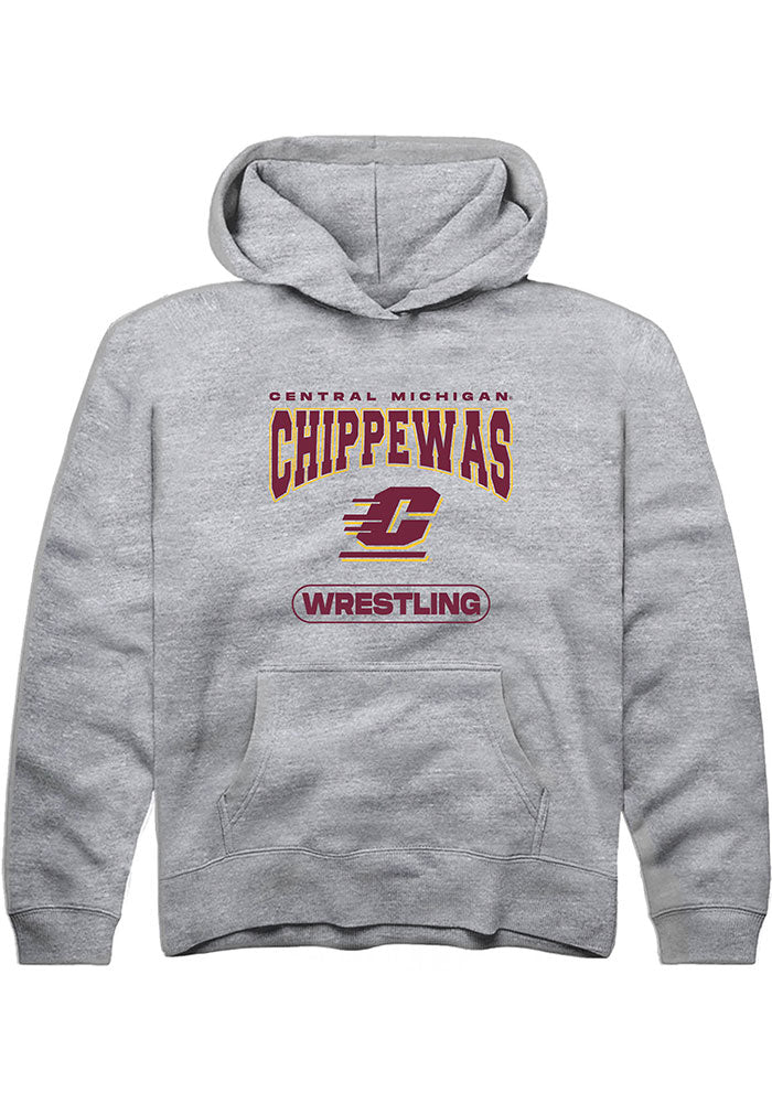 Central Michigan Chippewas Youth Grey Wrestling Long Sleeve Hoodie