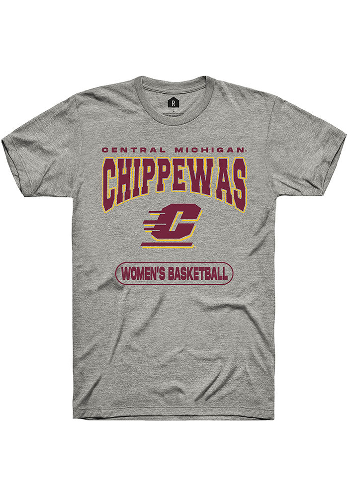 Central Michigan Chippewas Grey Women's Basketball Short Sleeve T-Shirt