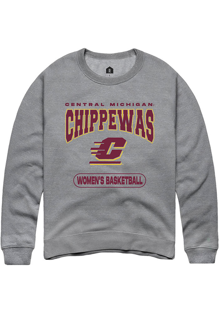 Central Michigan Chippewas Mens Grey Women's Basketball Long Sleeve Crew Sweatshirt