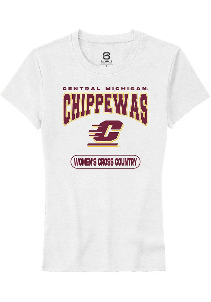 Central Michigan Chippewas Womens White Women's Cross Country Short Sleeve T-Shirt