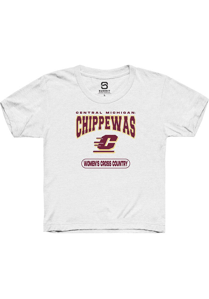 Central Michigan Chippewas Youth White Women's Cross Country Short Sleeve T-Shirt