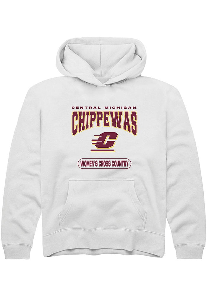 Central Michigan Chippewas Youth White Women's Cross Country Long Sleeve Hoodie