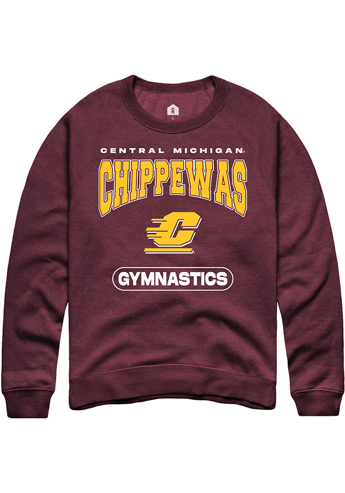 Central Michigan Chippewas Mens Maroon Gymnastics Long Sleeve Crew Sweatshirt