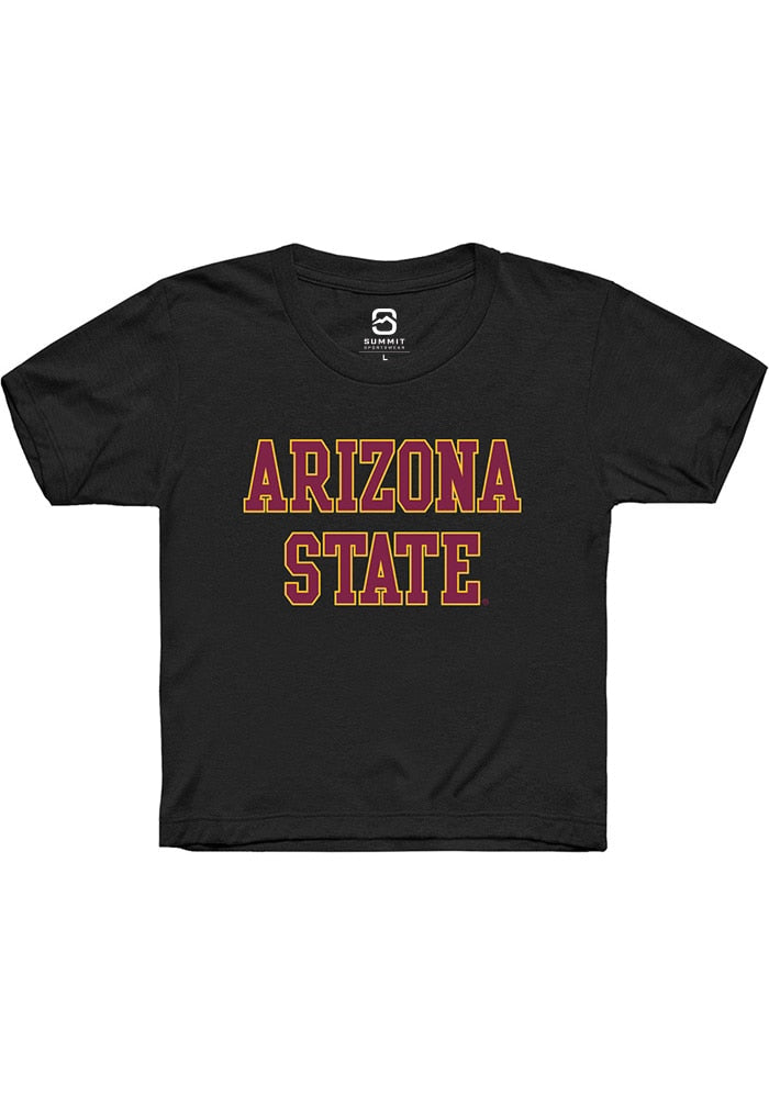 Arizona State Sun Devils Youth Black Straight Block Short Sleeve T-Shirt