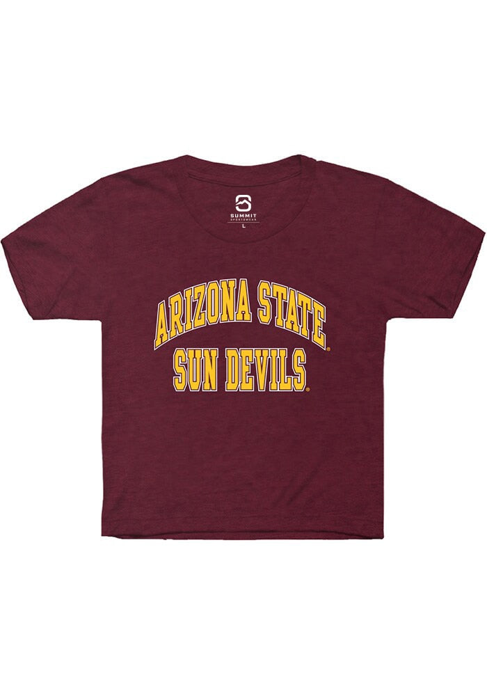 Arizona State Sun Devils Youth Maroon Arch Stack Short Sleeve T-Shirt