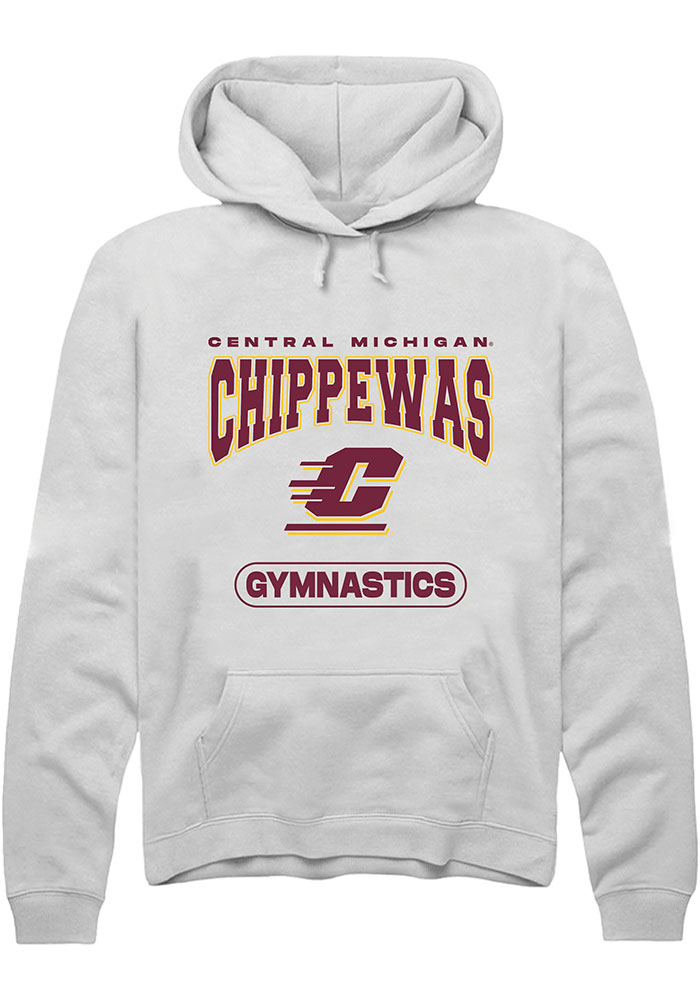 Central Michigan Chippewas Mens White Gymnastics Long Sleeve Hoodie
