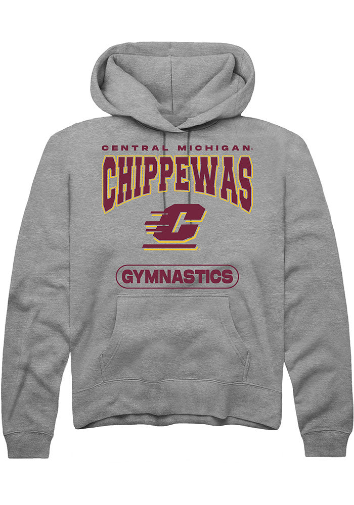 Central Michigan Chippewas Mens Grey Gymnastics Long Sleeve Hoodie