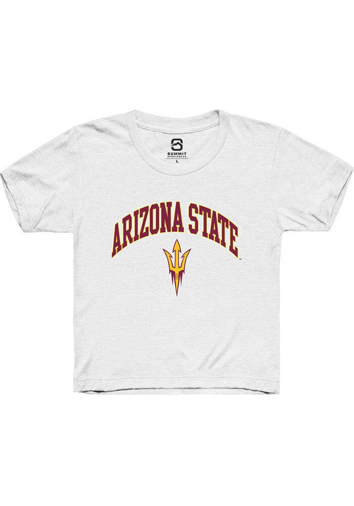 Arizona State Sun Devils Youth White Arch Logo Short Sleeve T-Shirt