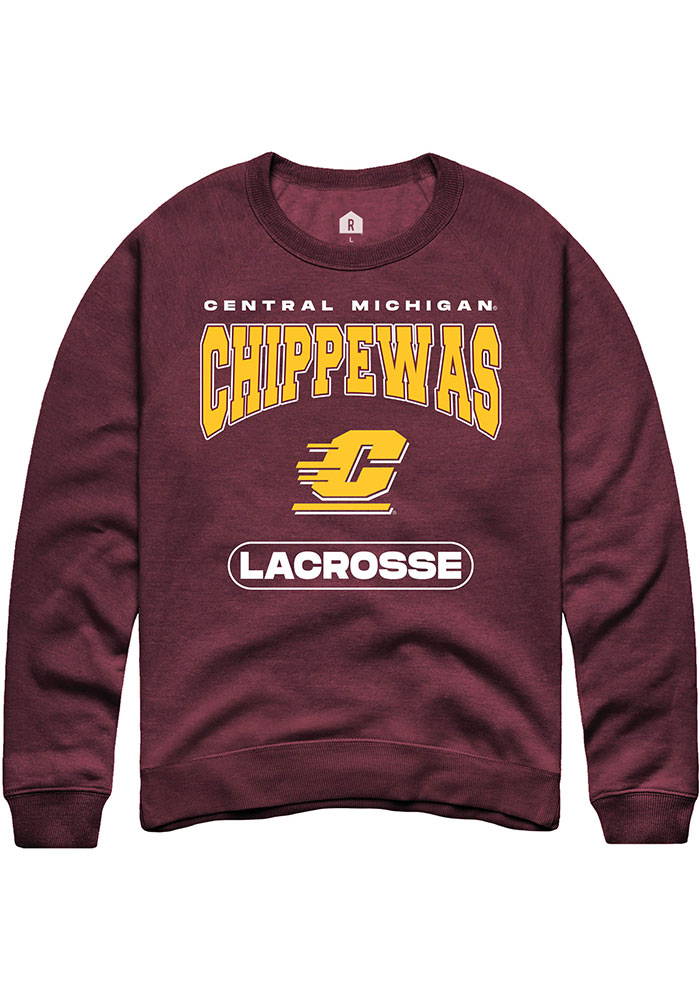 Central Michigan Chippewas Mens Maroon Lacrosse Long Sleeve Crew Sweatshirt