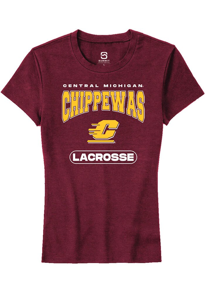 Central Michigan Chippewas Womens Maroon Lacrosse Short Sleeve T-Shirt