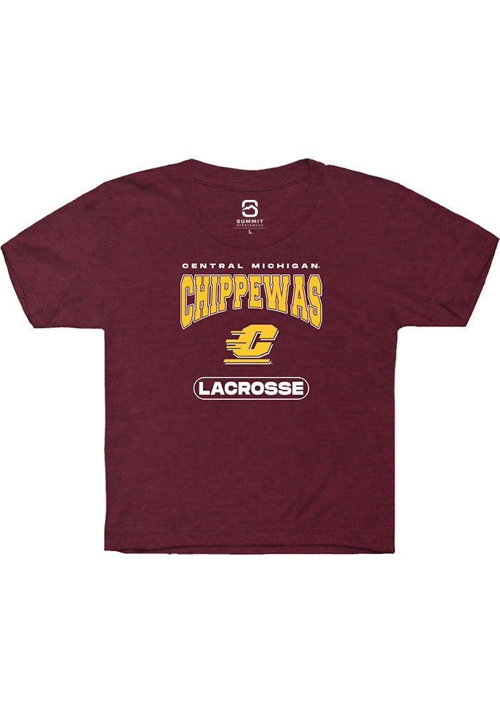 Central Michigan Chippewas Youth Maroon Lacrosse Short Sleeve T-Shirt