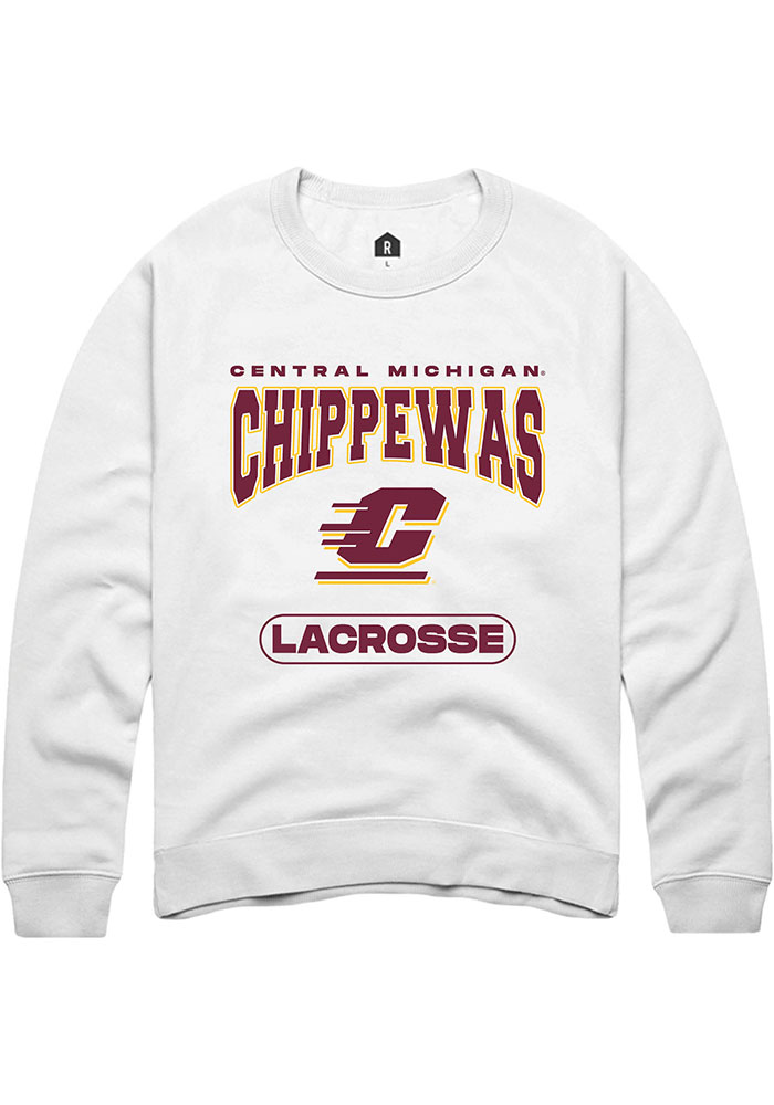 Central Michigan Chippewas Mens White Lacrosse Long Sleeve Crew Sweatshirt