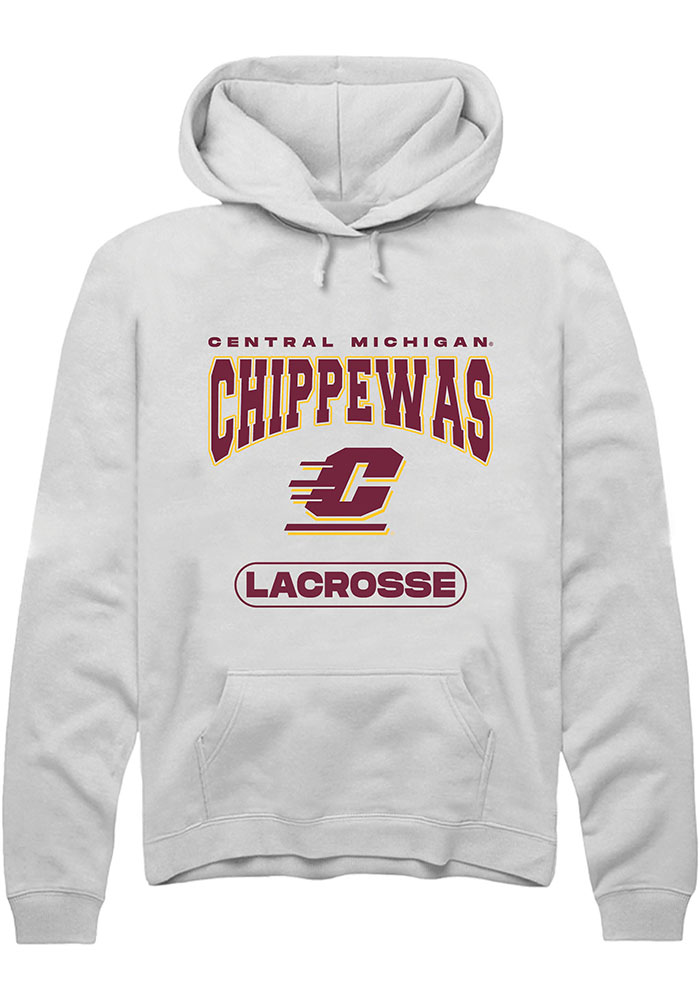 Central Michigan Chippewas Mens White Lacrosse Long Sleeve Hoodie