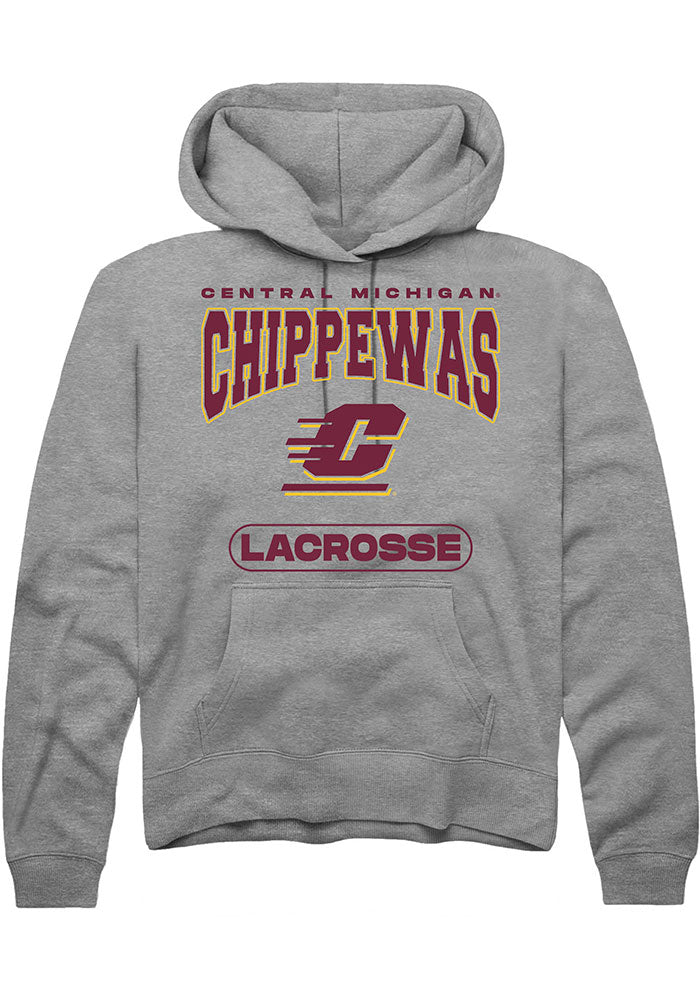 Central Michigan Chippewas Mens Grey Lacrosse Long Sleeve Hoodie