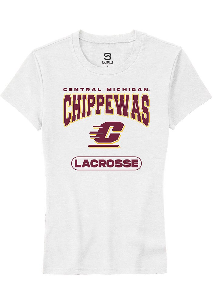 Central Michigan Chippewas Womens White Lacrosse Short Sleeve T-Shirt
