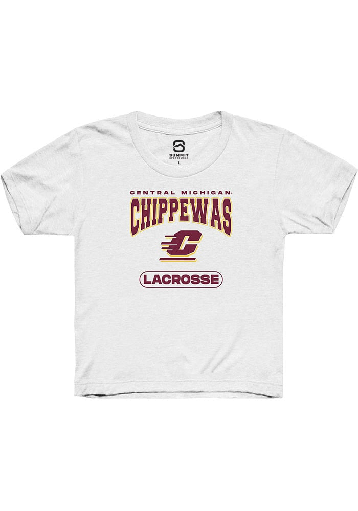 Central Michigan Chippewas Youth White Lacrosse Short Sleeve T-Shirt
