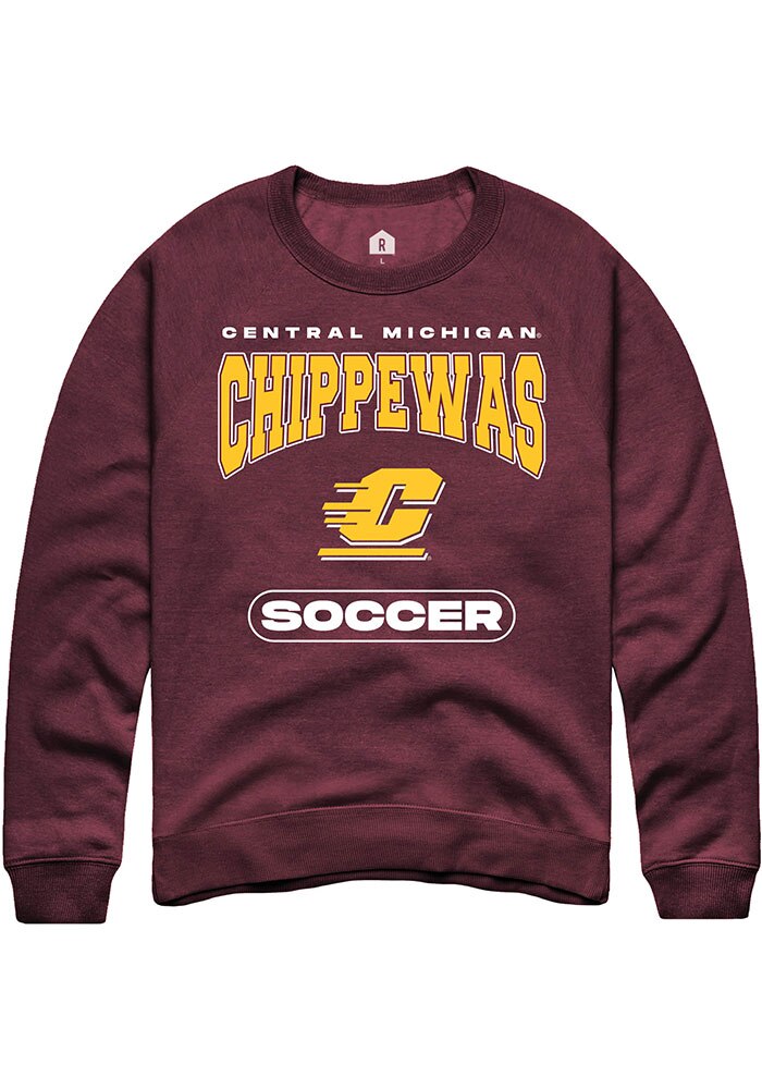 Central Michigan Chippewas Mens Maroon Soccer Long Sleeve Crew Sweatshirt