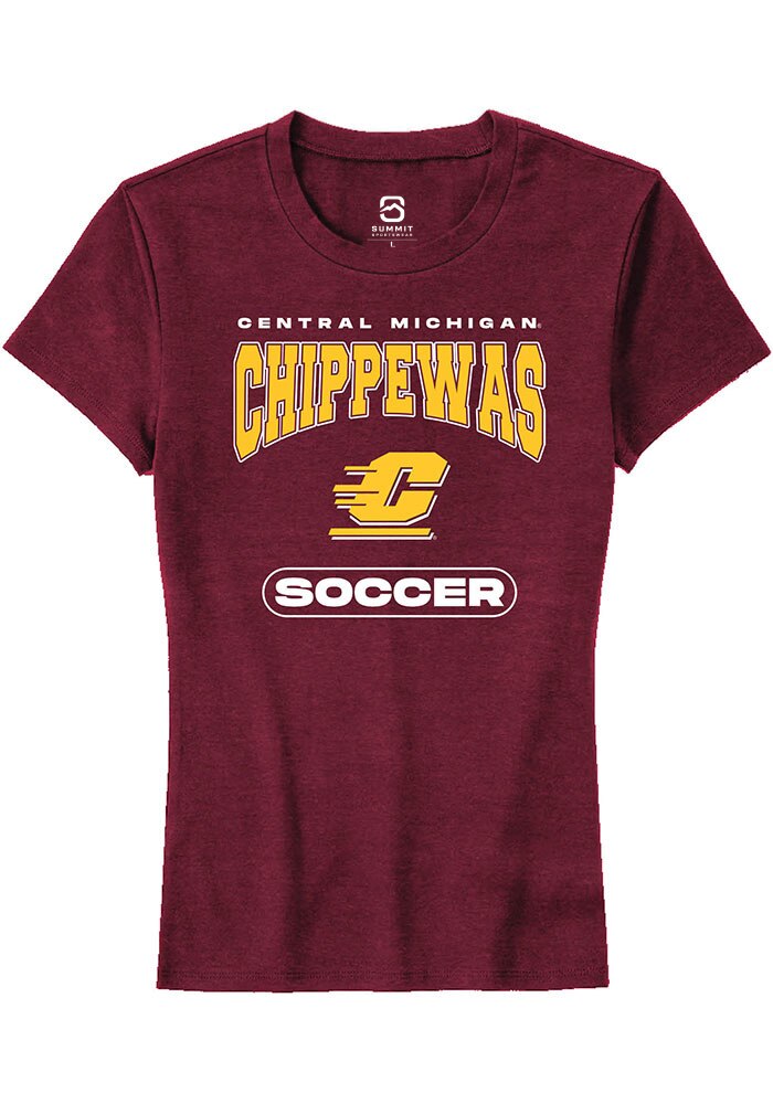 Central Michigan Chippewas Womens Maroon Soccer Short Sleeve T-Shirt