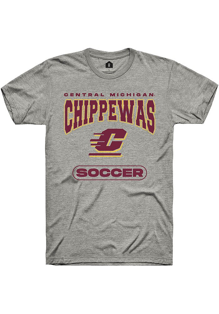 Central Michigan Chippewas Grey Soccer Short Sleeve T-Shirt