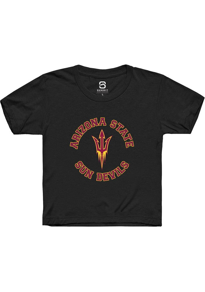 Arizona State Sun Devils Youth Black Circle Arch Short Sleeve T-Shirt