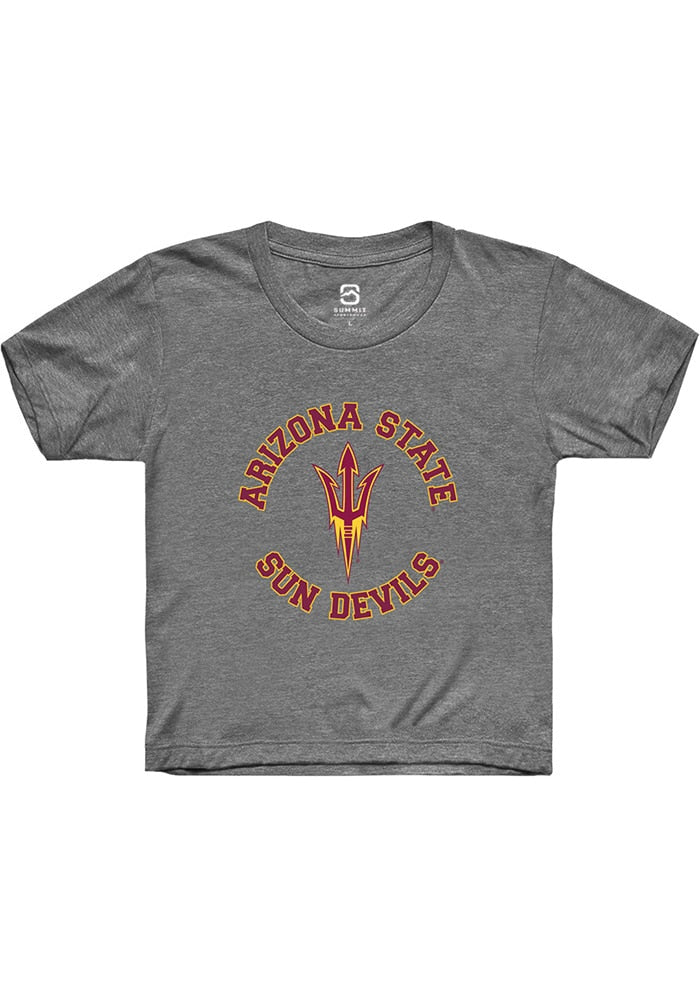 Arizona State Sun Devils Youth Grey Circle Arch Short Sleeve T-Shirt