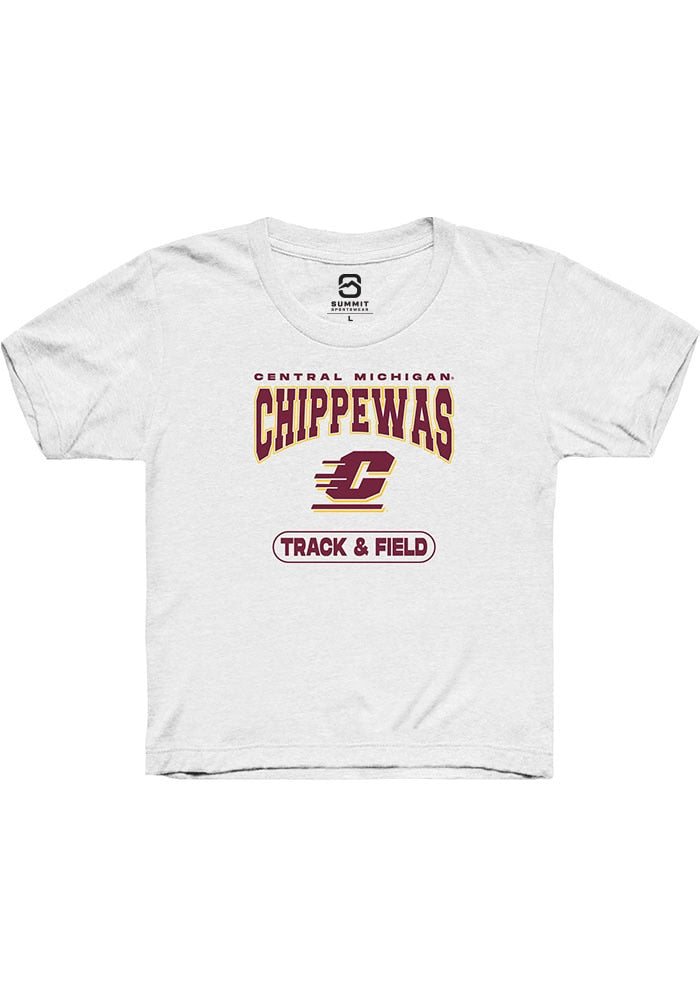 Central Michigan Chippewas Youth White Track & Field Short Sleeve T-Shirt