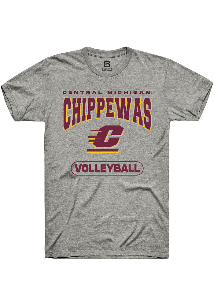 Central Michigan Chippewas Grey Volleyball Short Sleeve T-Shirt
