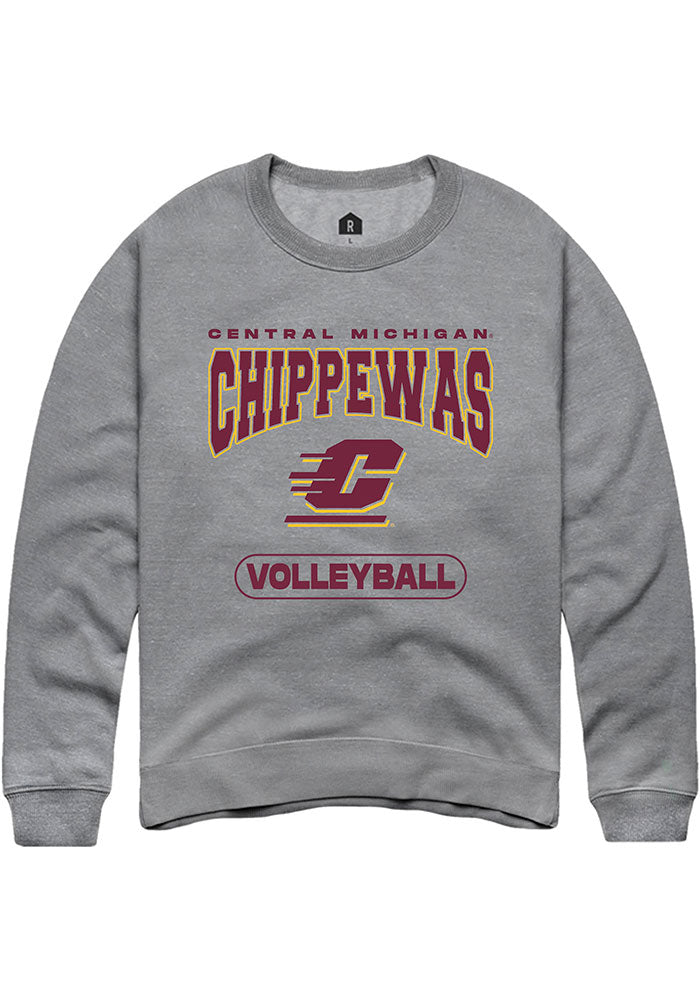 Central Michigan Chippewas Mens Grey Volleyball Long Sleeve Crew Sweatshirt
