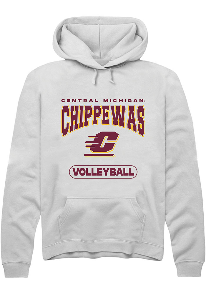 Central Michigan Chippewas Mens White Volleyball Long Sleeve Hoodie