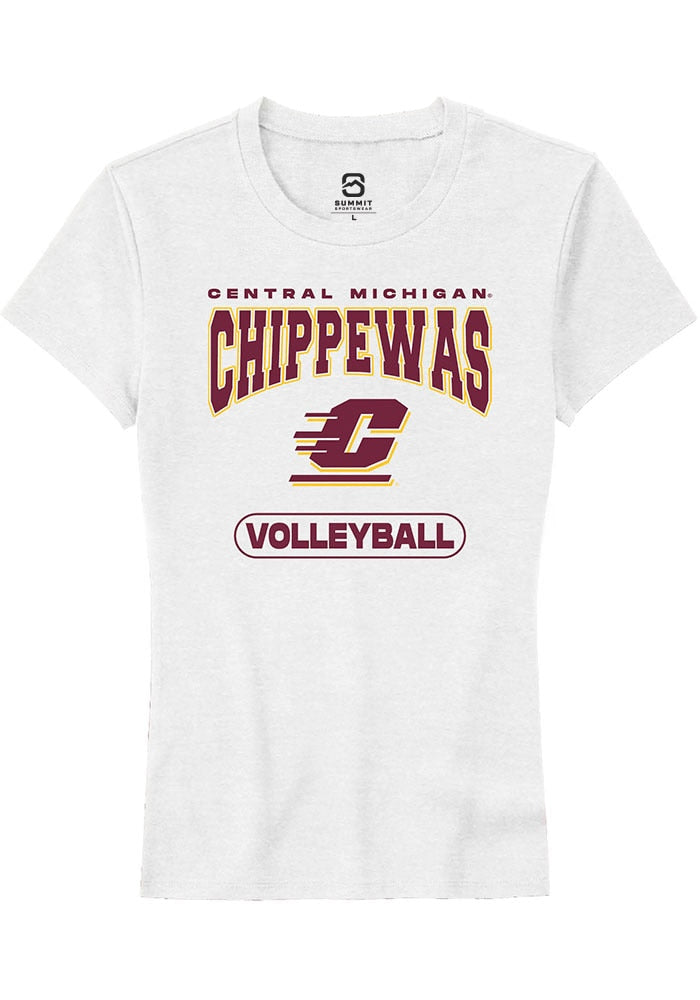 Central Michigan Chippewas Womens White Volleyball Short Sleeve T-Shirt