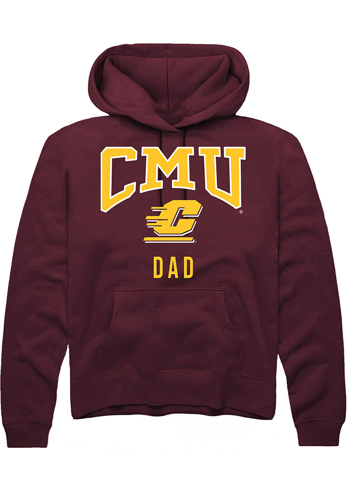 Central Michigan Chippewas Mens Maroon Dad Long Sleeve Hoodie