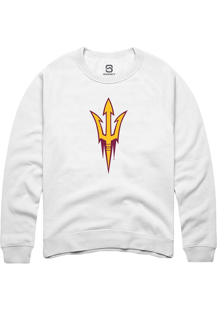 Arizona State Sun Devils Mens White Primary Logo Long Sleeve Crew Sweatshirt