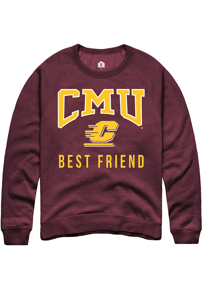 Central Michigan Chippewas Mens Maroon Best Friend Long Sleeve Crew Sweatshirt